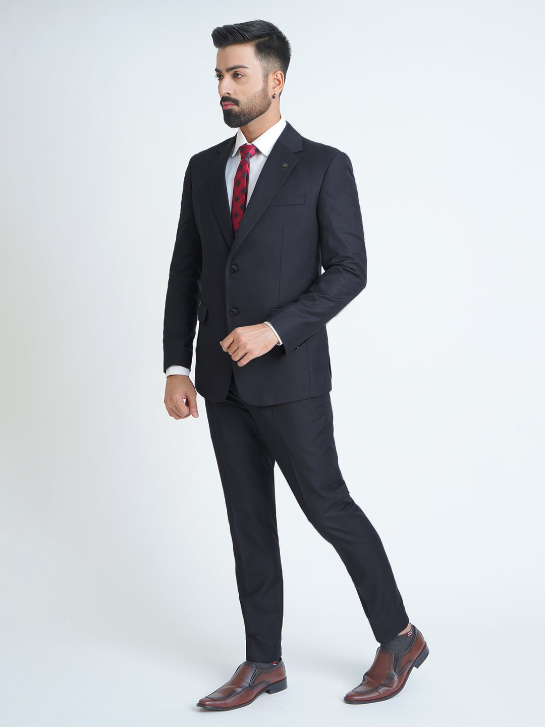 Dark Blue Self Tailored Fit Two Piece Suit  (SF-020)