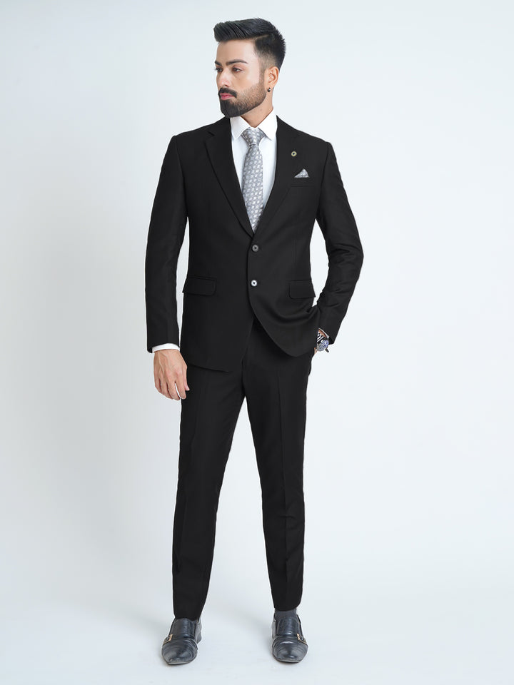 Black Plain Tailored Fit Two Piece Suit  (SF-025)