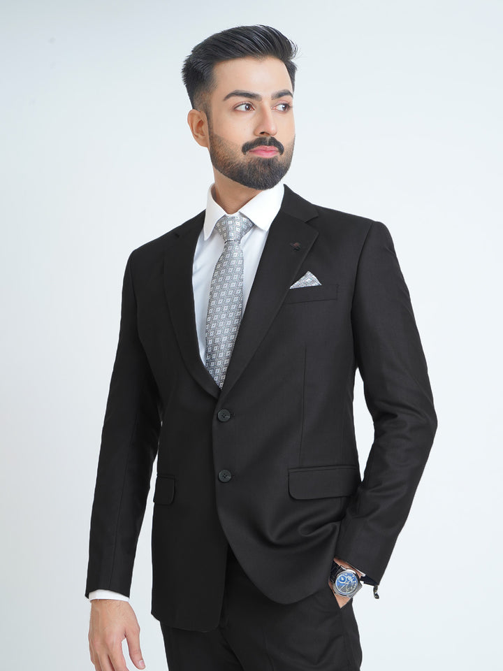 Black Plain Tailored Fit Two Piece Suit  (SF-026)