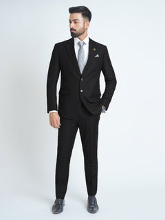 Black Plain Tailored Fit Two Piece Suit  (SF-027)