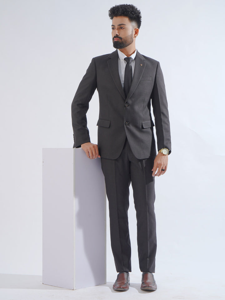 Dark Brown Self Tailored Fit Two Piece Suit  (SF-028)