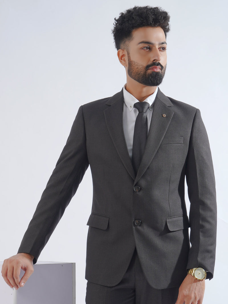 Dark Brown Self Tailored Fit Two Piece Suit  (SF-028)