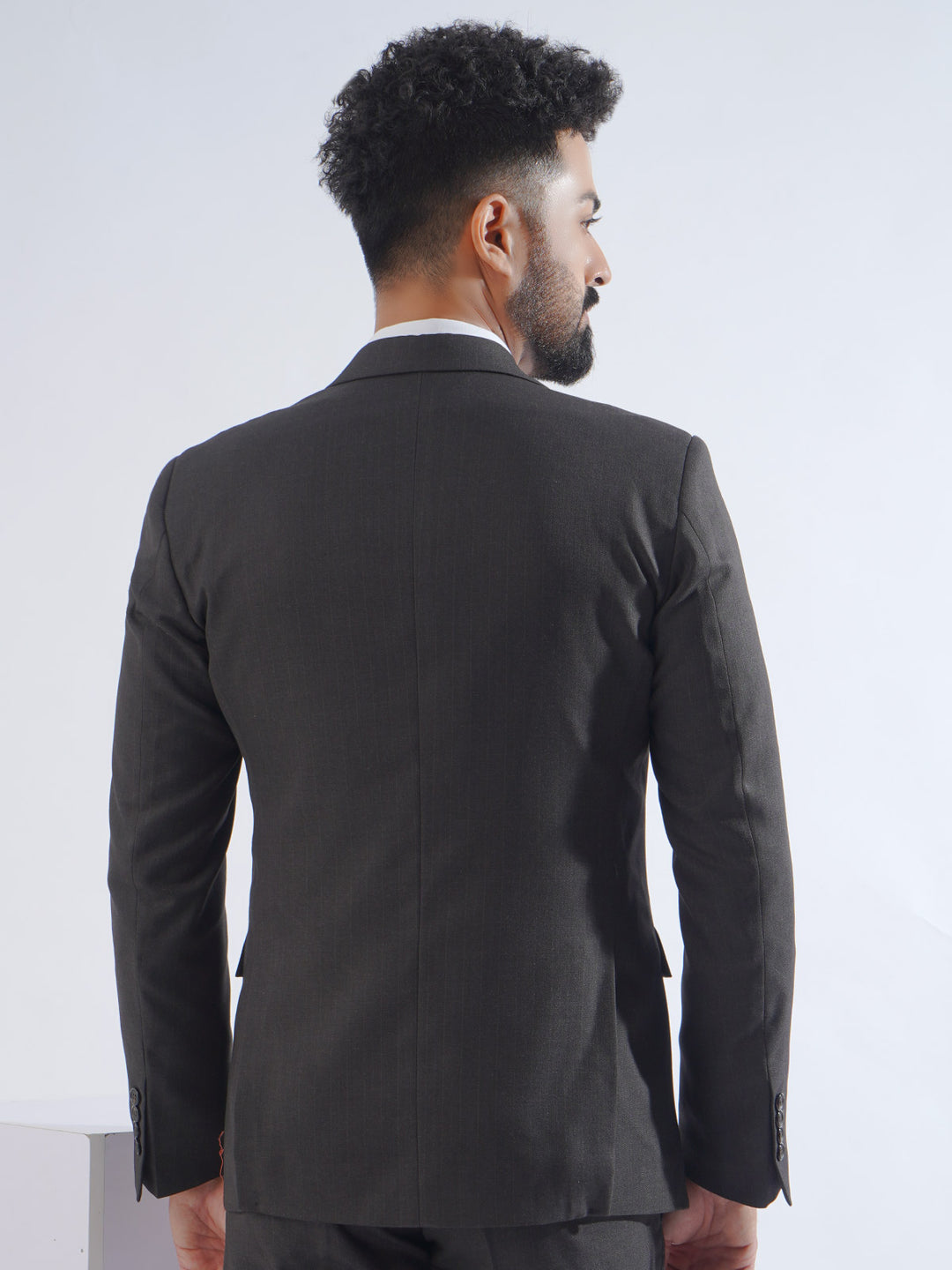 Dark Brown Self Tailored Fit Two Piece Suit  (SF-028)