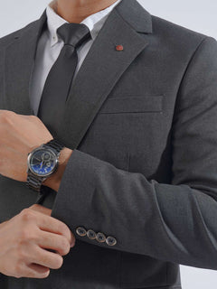 Grey Self Tailored Fit Two Piece Suit  (SF-029)
