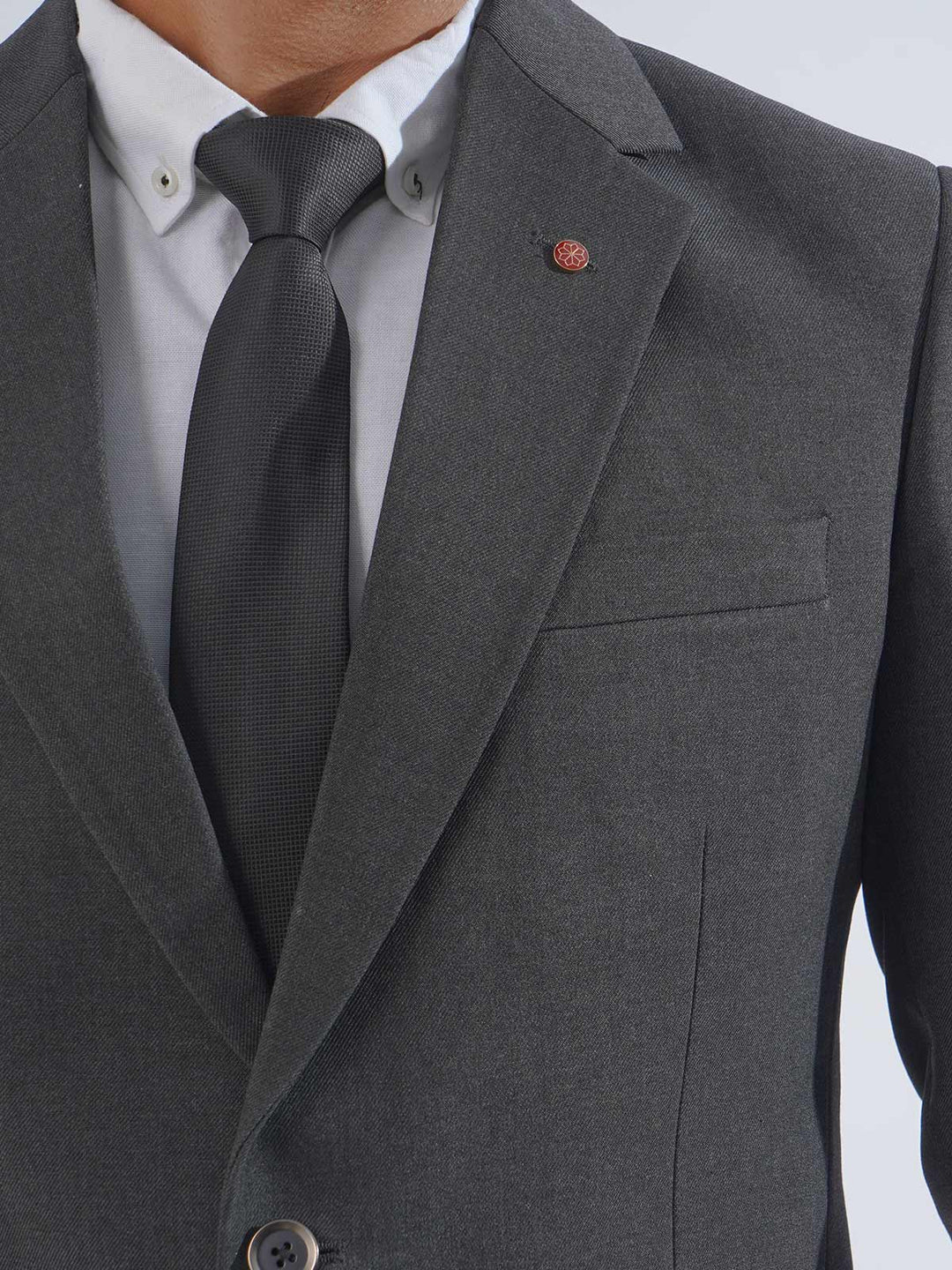 Grey Self Tailored Fit Two Piece Suit  (SF-029)