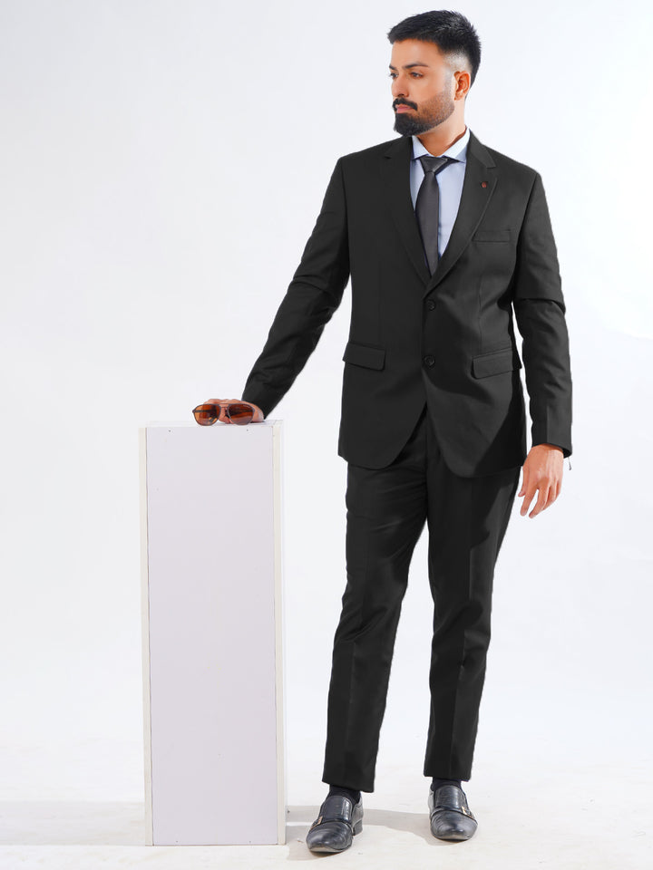 Black Plain Tailored Fit Two Piece Suit  (SF-032)