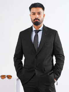 Black Plain Tailored Fit Two Piece Suit  (SF-032)