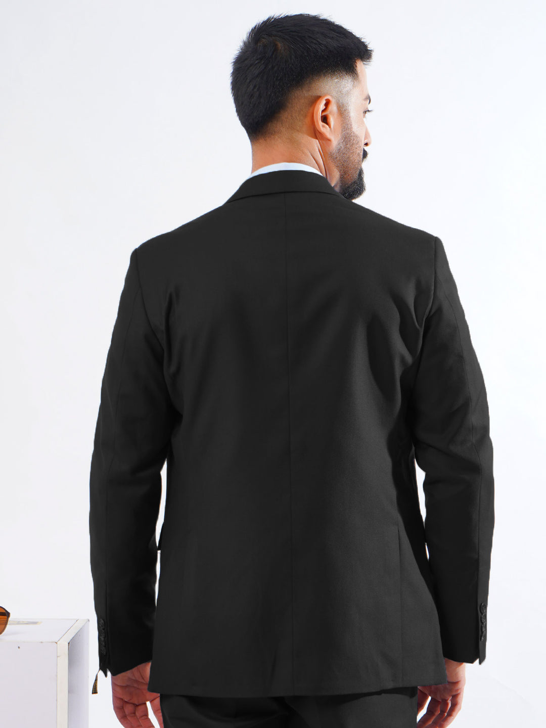 Black Plain Tailored Fit Two Piece Suit  (SF-032)