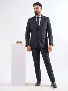 Navy Blue Plain Tailored Fit Two Piece Suit  (SF-034)