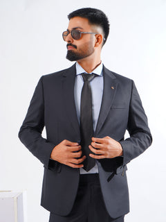 Navy Blue Plain Tailored Fit Two Piece Suit  (SF-034)