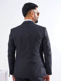 Navy Blue Plain Tailored Fit Two Piece Suit  (SF-034)