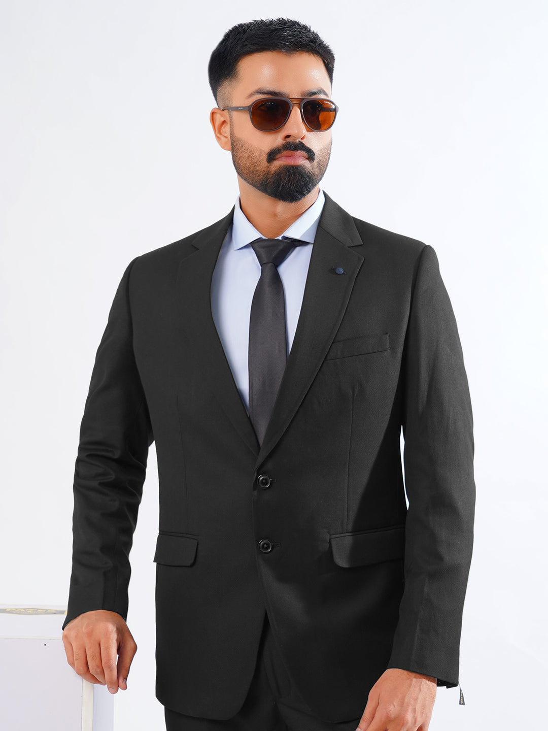 Black Self Tailored Fit Two Piece Suit  (SF-035)