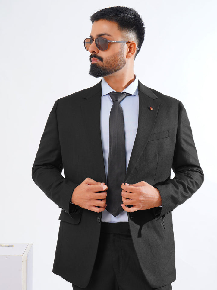 Black Self Tailored Fit Two Piece Suit  (SF-036)