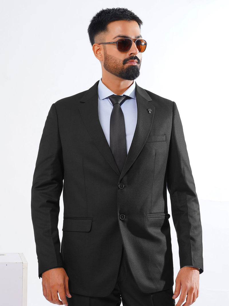 Black Self Tailored Fit Two Piece Suit  (SF-037)