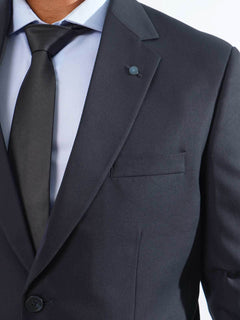 Navy Blue Plain Tailored Fit Two Piece Suit (SF-050)