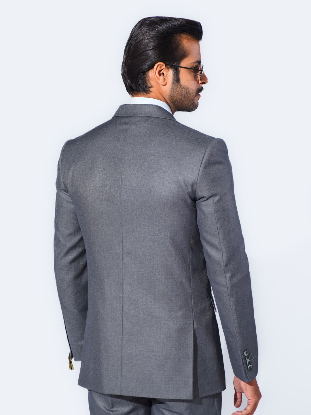 Grey Self Tailored Fit Two Piece Suit (SF-054)