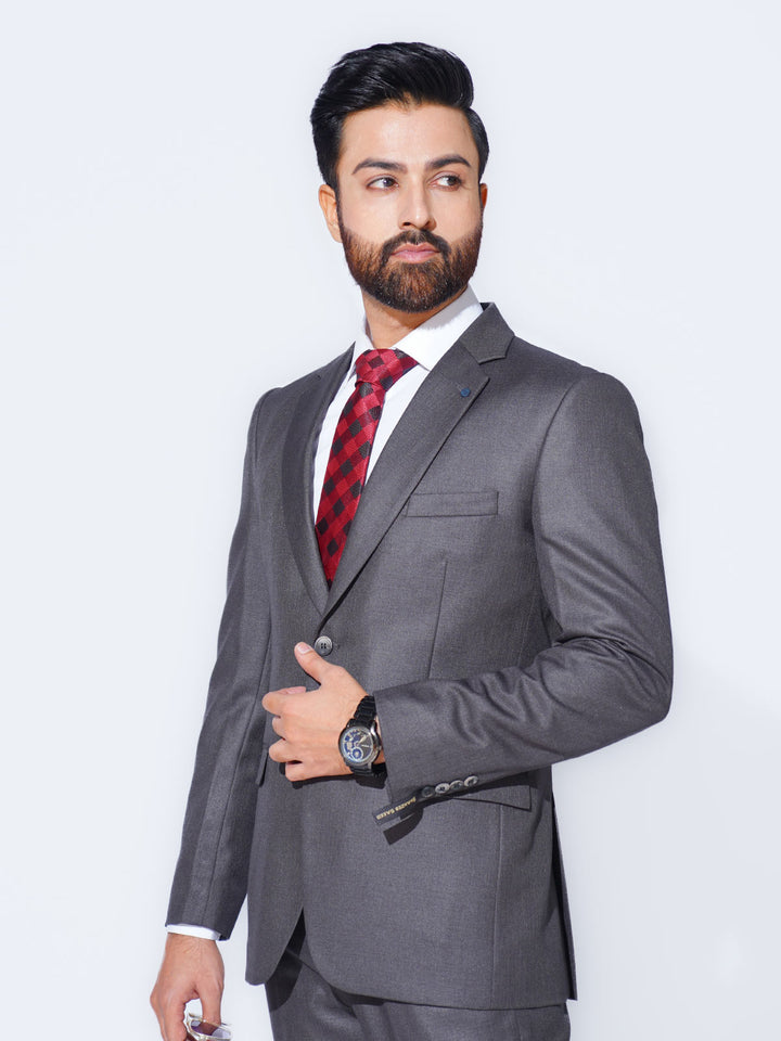 Dark Grey Self Tailored Fit Two Piece Suit (SF-056)