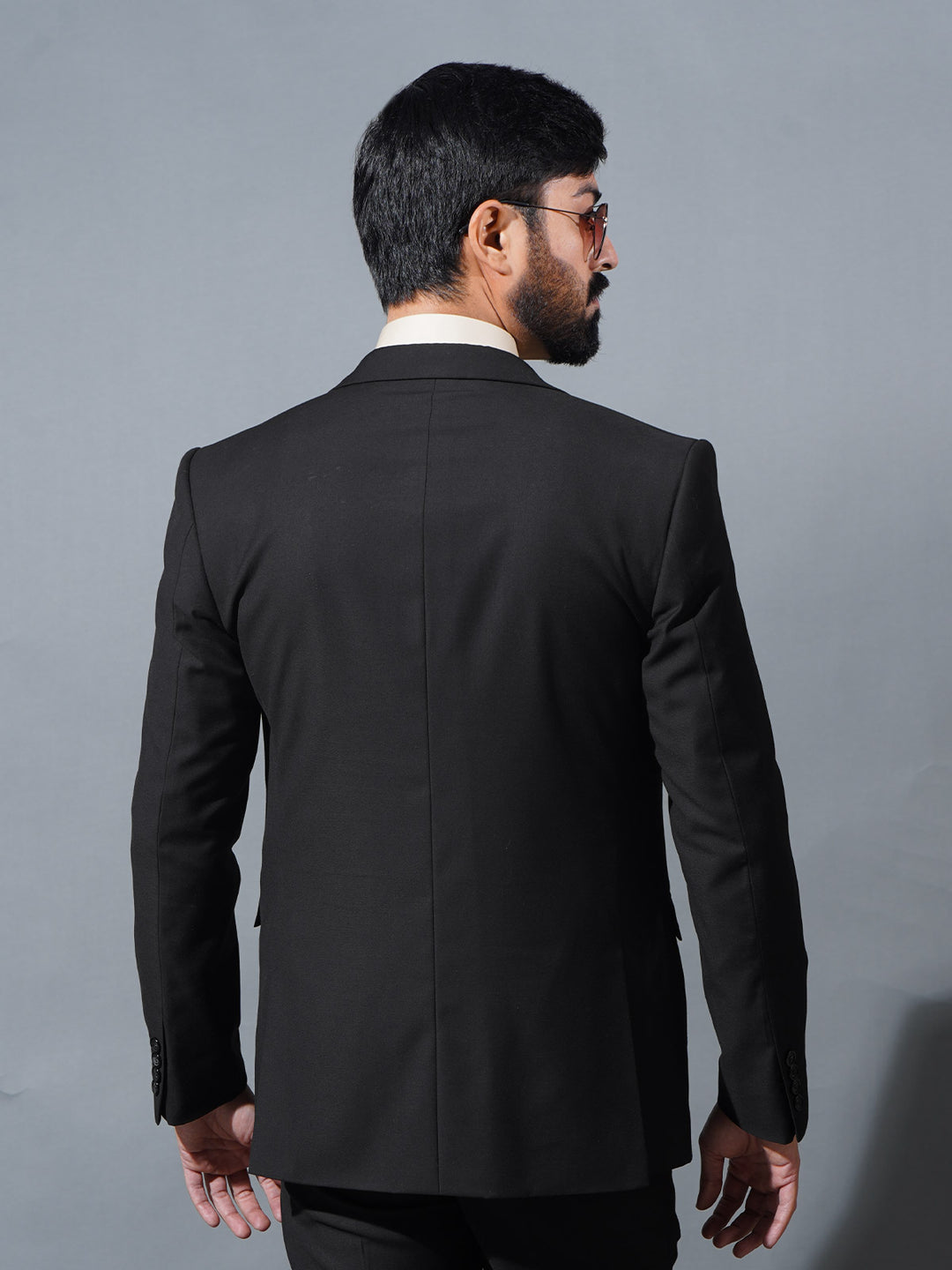 Black Plain Tailored Fit Two Piece Suit (SF-059)