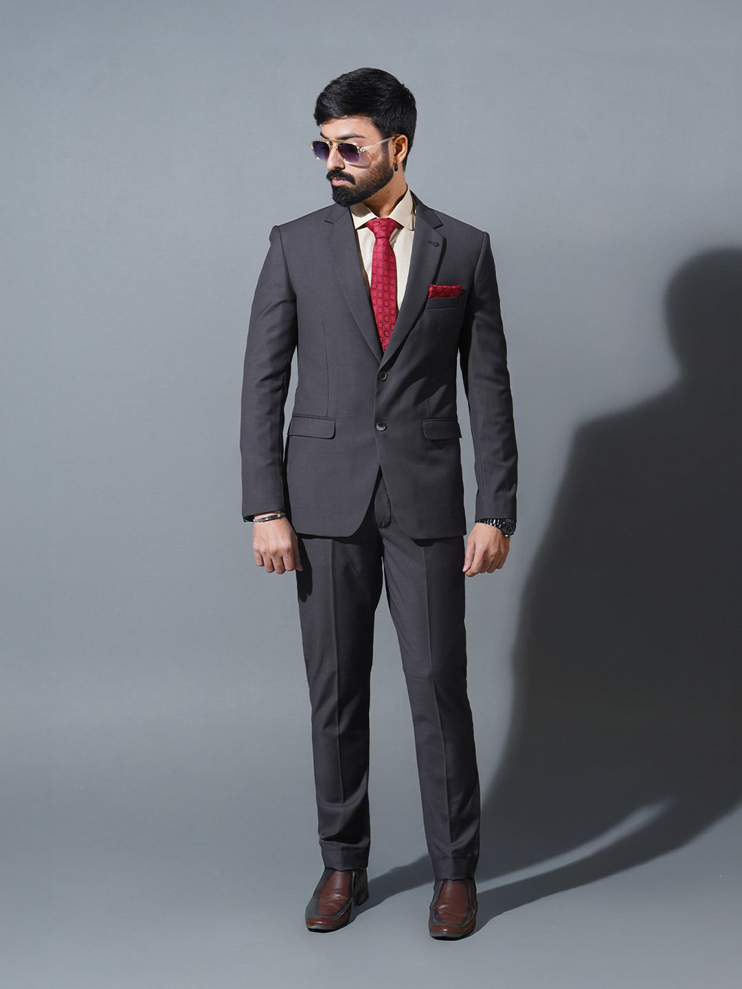 Malaysia Grey Plain Tailored Fit Two Piece Suit (SF-061)