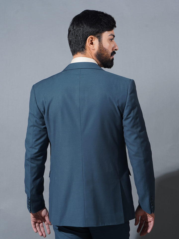 Prussian Blue Plain Tailored Fit Two Piece Suit (SF-063)