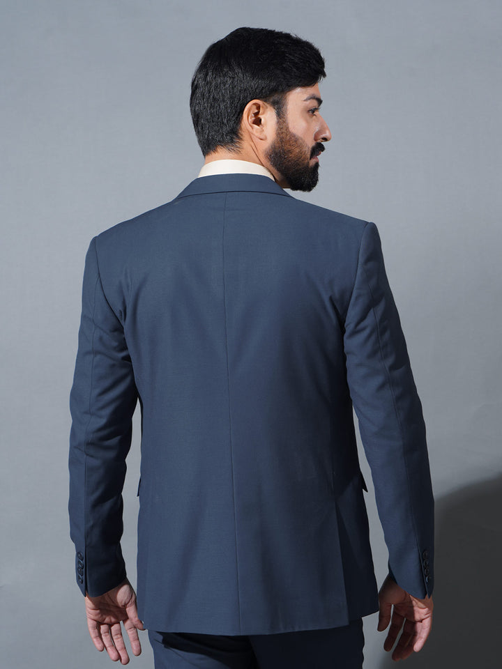 Navy Blue Plain Tailored Fit Two Piece Suit (SF-064)