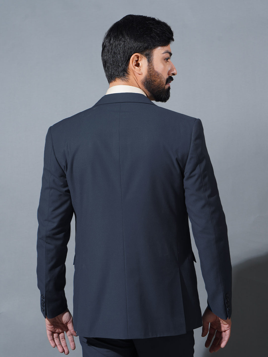 Navy Blue Plain Tailored Fit Two Piece Suit (SF-065)