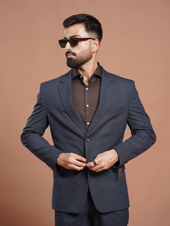 Navy Blue Self Two Piece Suit (SF-104)