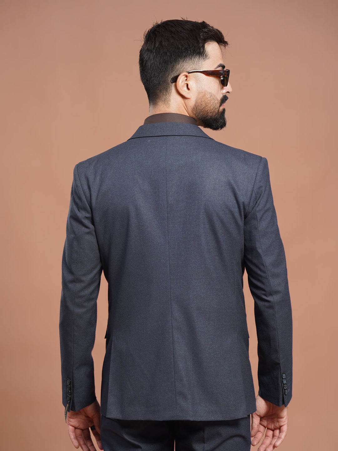 Navy Blue Self Two Piece Suit (SF-104)