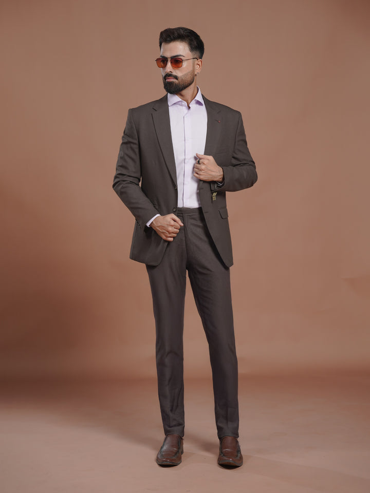 Brown Self Two Piece Suit (SF-106)