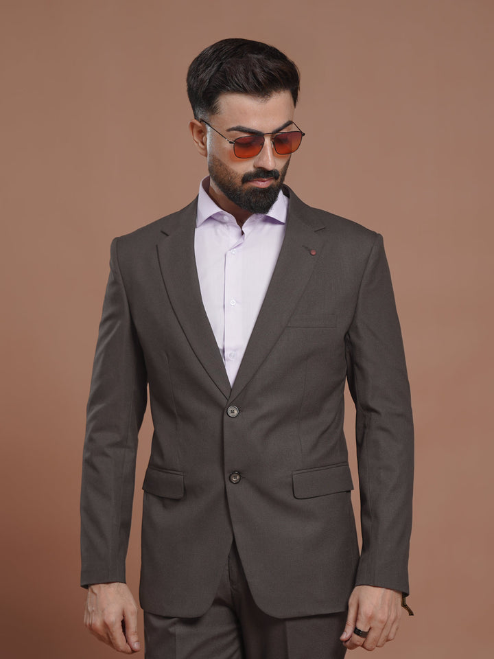 Brown Self Two Piece Suit (SF-106)