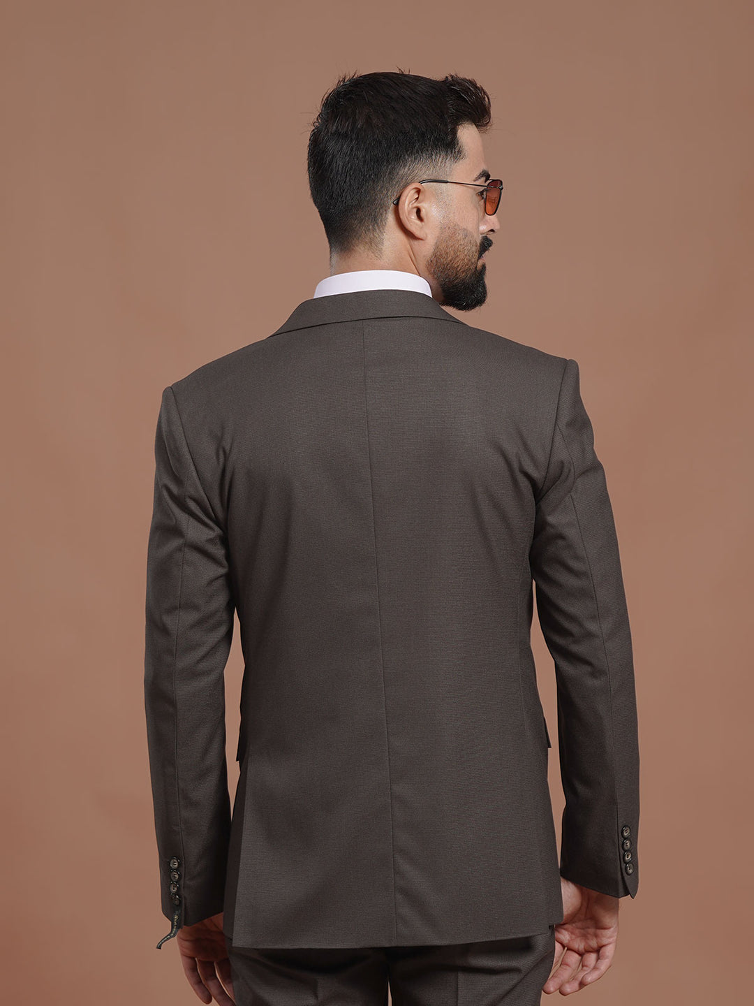 Brown Self Two Piece Suit (SF-106)