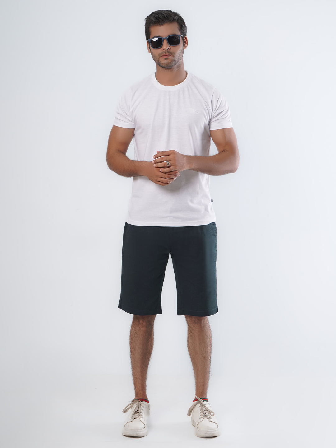 Navy Blue Plain Men's Summer Cotton Shorts (Shorts-17)