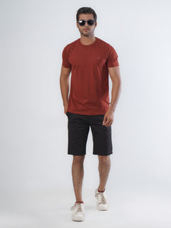 Black Plain Men's Summer Cotton Shorts (Shorts-18)