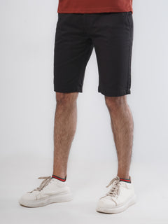 Black Plain Men's Summer Cotton Shorts (Shorts-18)