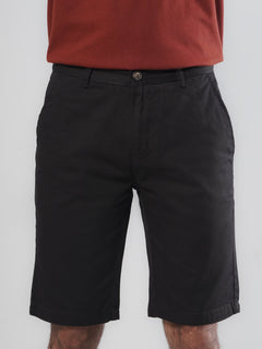 Black Plain Men's Summer Cotton Shorts (Shorts-18)