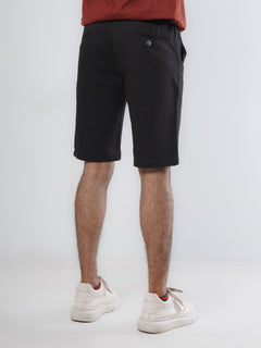 Black Plain Men's Summer Cotton Shorts (Shorts-18)