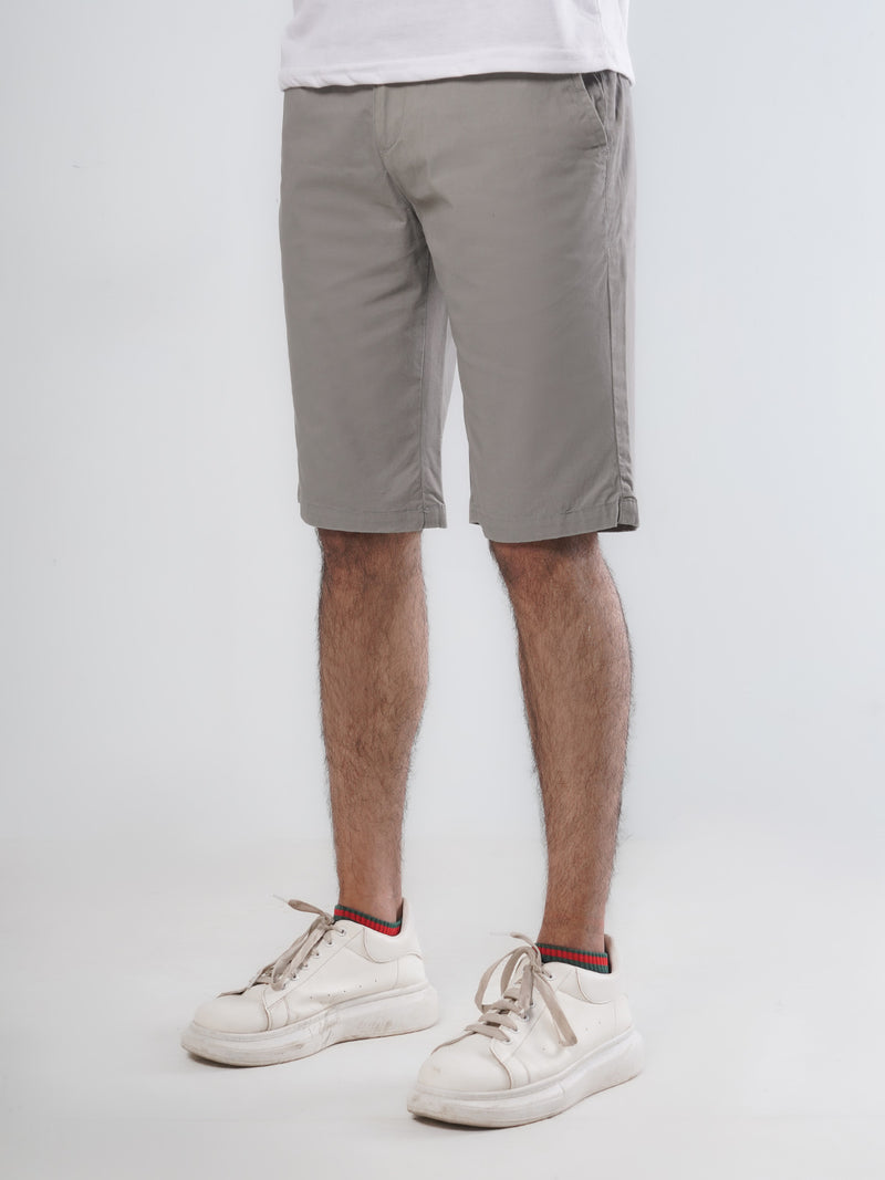 Light Grey Plain Men's Summer Cotton Shorts (Shorts-19)