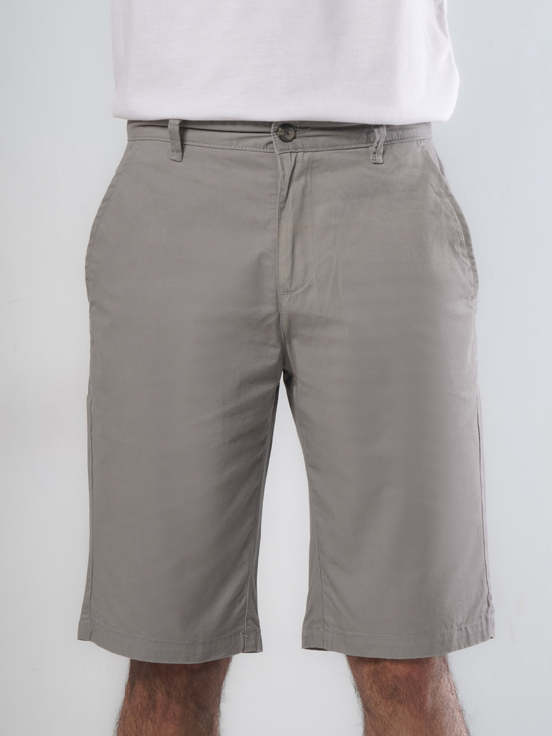 Light Grey Plain Men's Summer Cotton Shorts (Shorts-19)