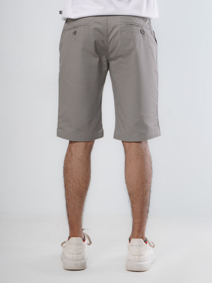 Light Grey Plain Men's Summer Cotton Shorts (Shorts-19)