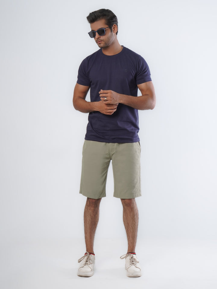 Light Green Plain Men's Summer Cotton Shorts (Shorts-21)