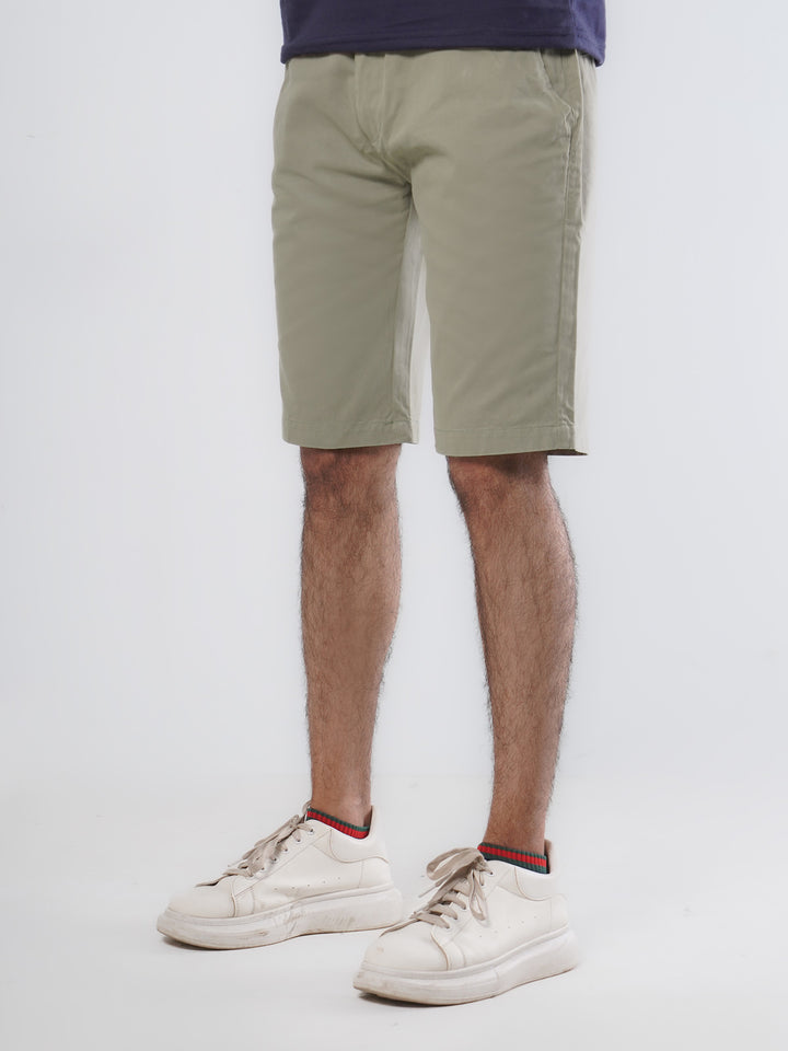 Light Green Plain Men's Summer Cotton Shorts (Shorts-21)