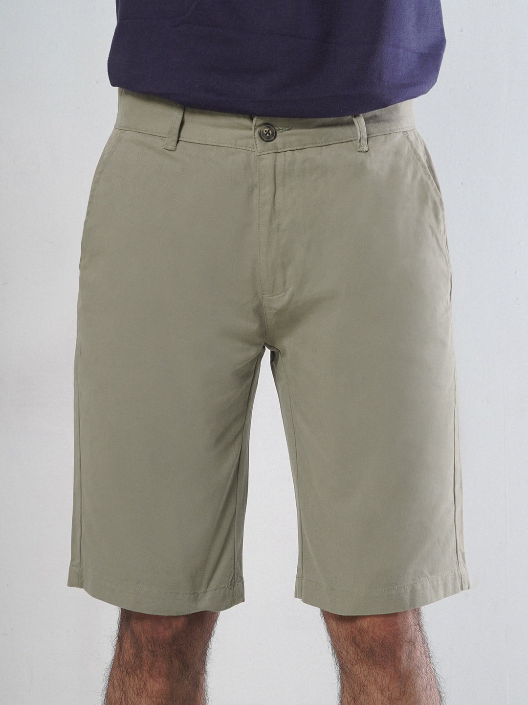 Light Green Plain Men's Summer Cotton Shorts (Shorts-21)