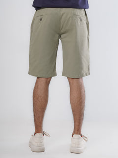 Light Green Plain Men's Summer Cotton Shorts (Shorts-21)