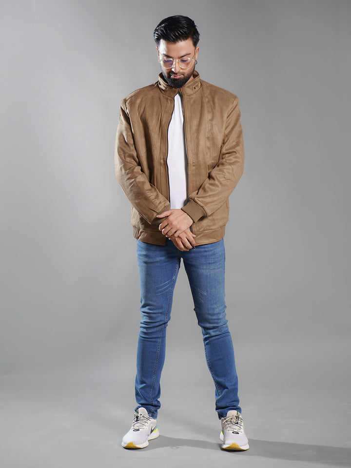 Brown Imported Suede Zipper Jacket (SJ-001)