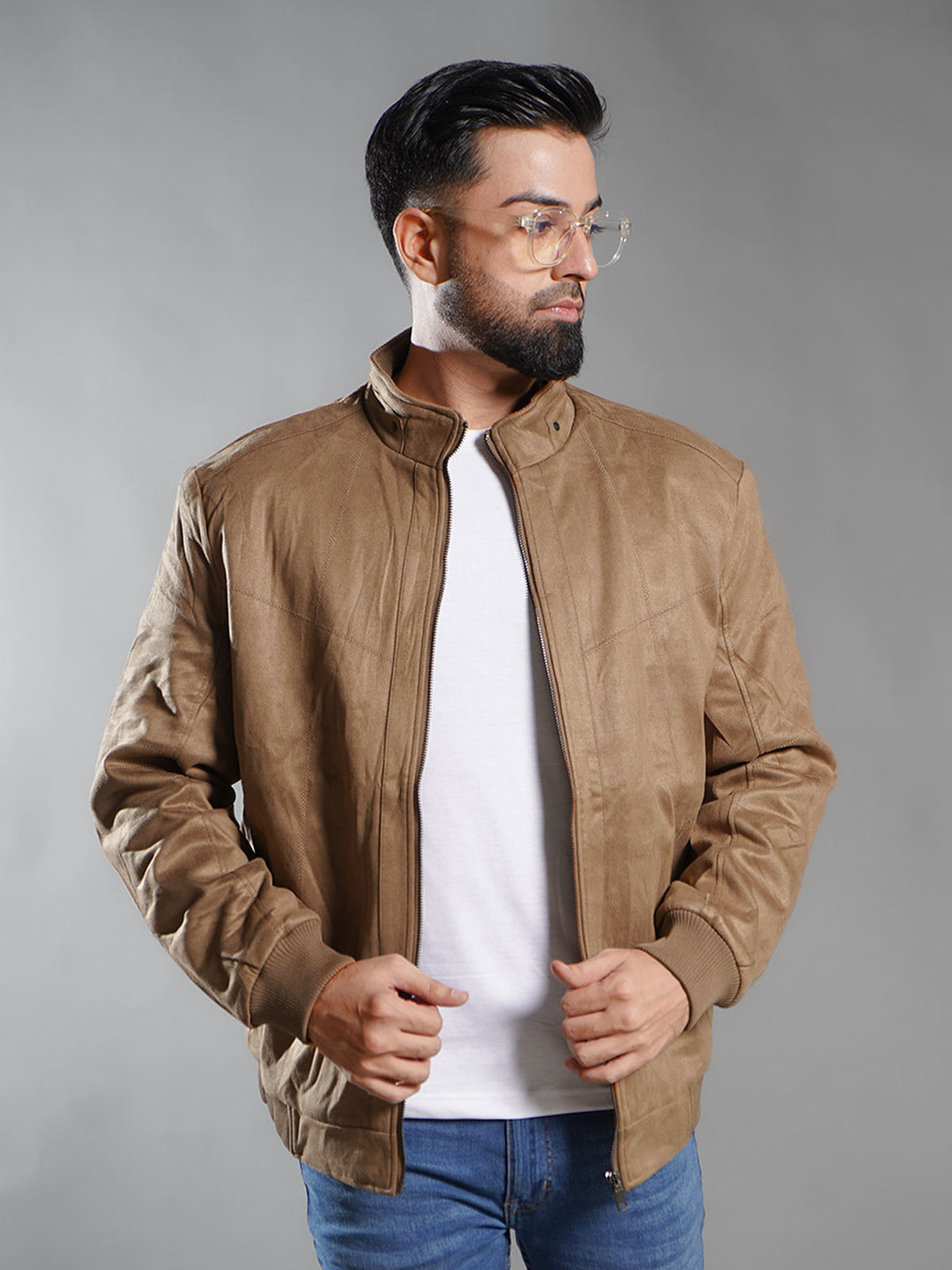 Brown Imported Suede Zipper Jacket (SJ-001)