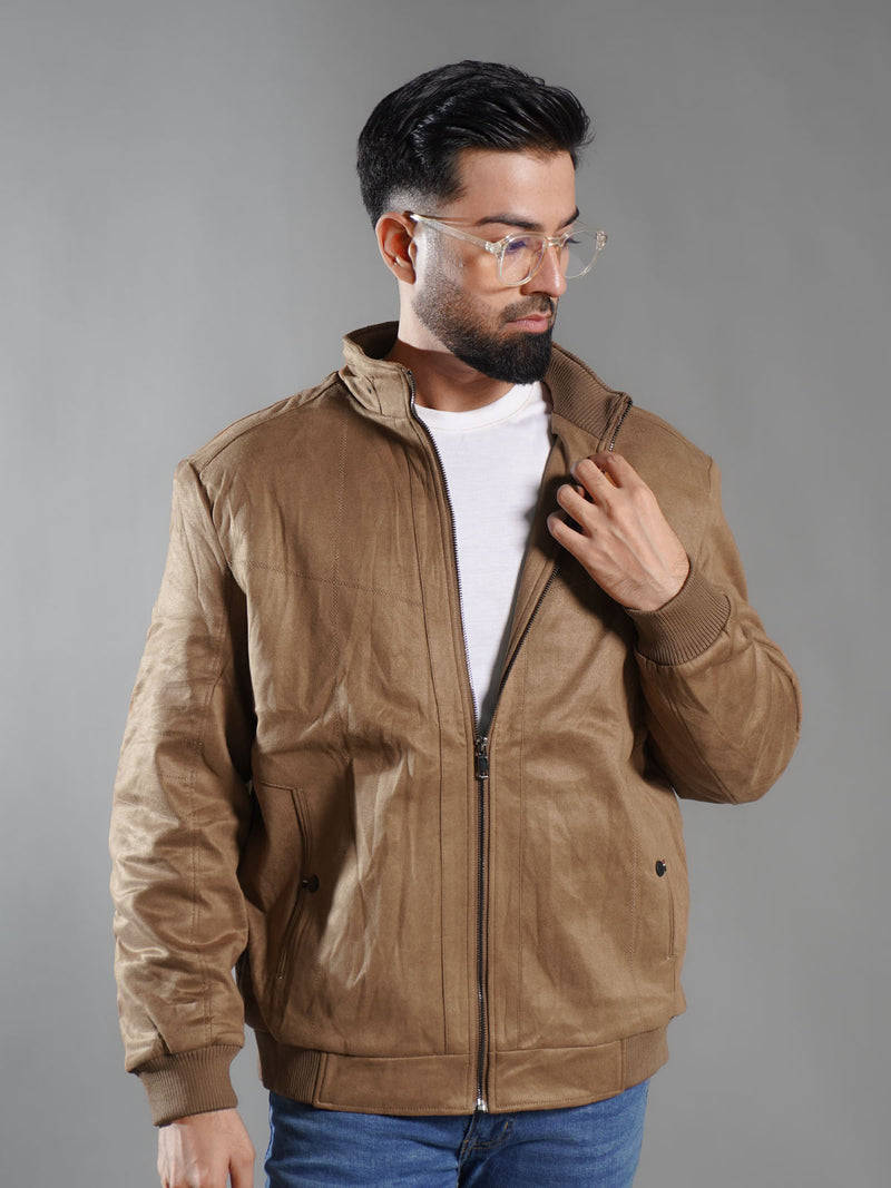 Brown Imported Suede Zipper Jacket (PSJ-001)