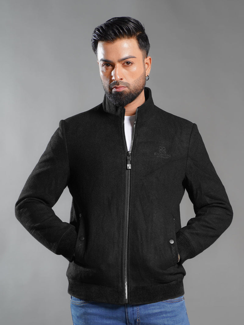 Black Imported Suede Zipper Jacket (SJ-002)