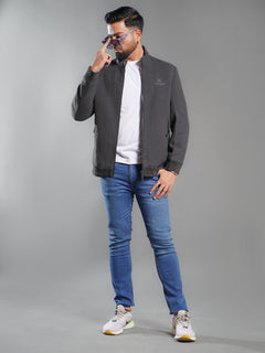 Charcoal Grey Imported Suede Zipper Jacket (SJ-003)