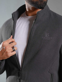 Charcoal Grey Imported Suede Zipper Jacket (SJ-003)