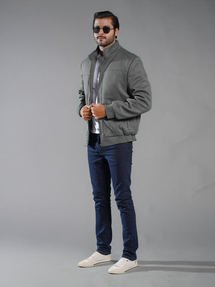 Dark Grey Imported Full Sleeves Suede Jacket (SJ-004)